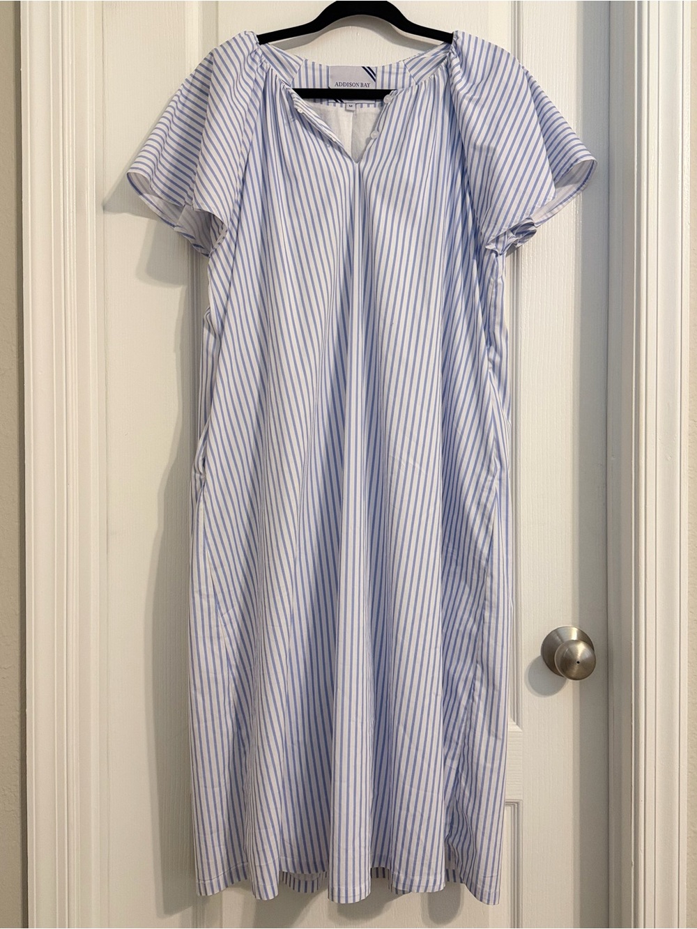 Addison Bay Light Blue White Striped Cotton Poplin Dress Clean Girl Preppy Sz M
